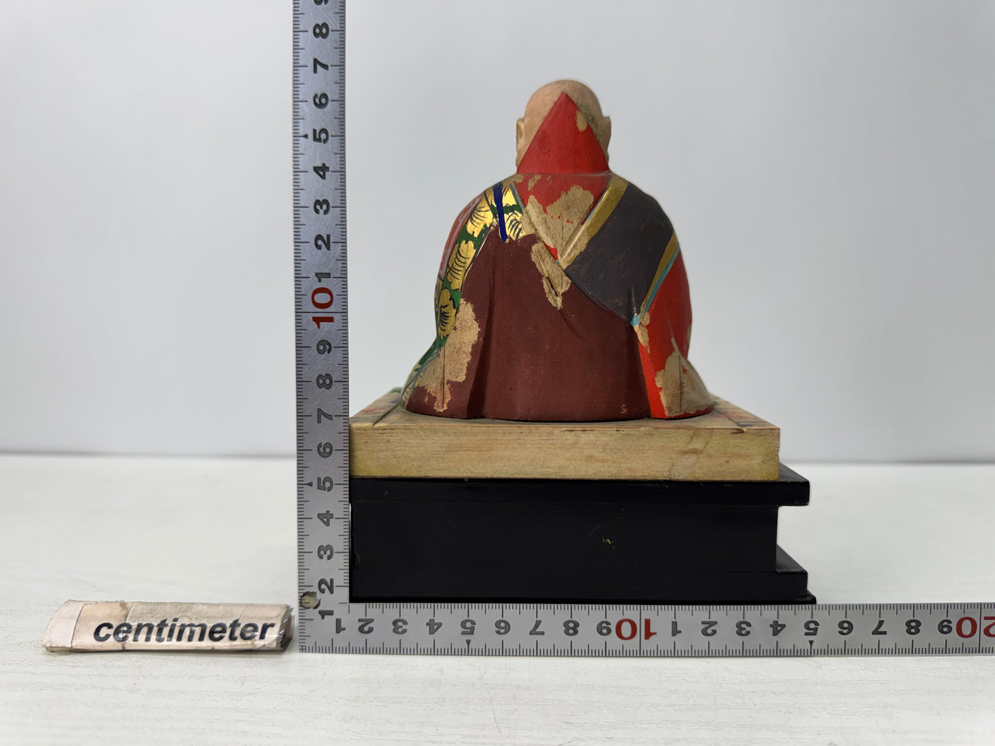 Y10736 STATUE wood carving Nichiren Shonin colored figurine Japan antique figure