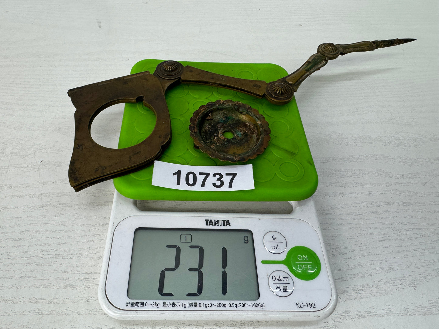 Y10737 Candle Holder Copper folding candlestick Edo period Japan antique decor