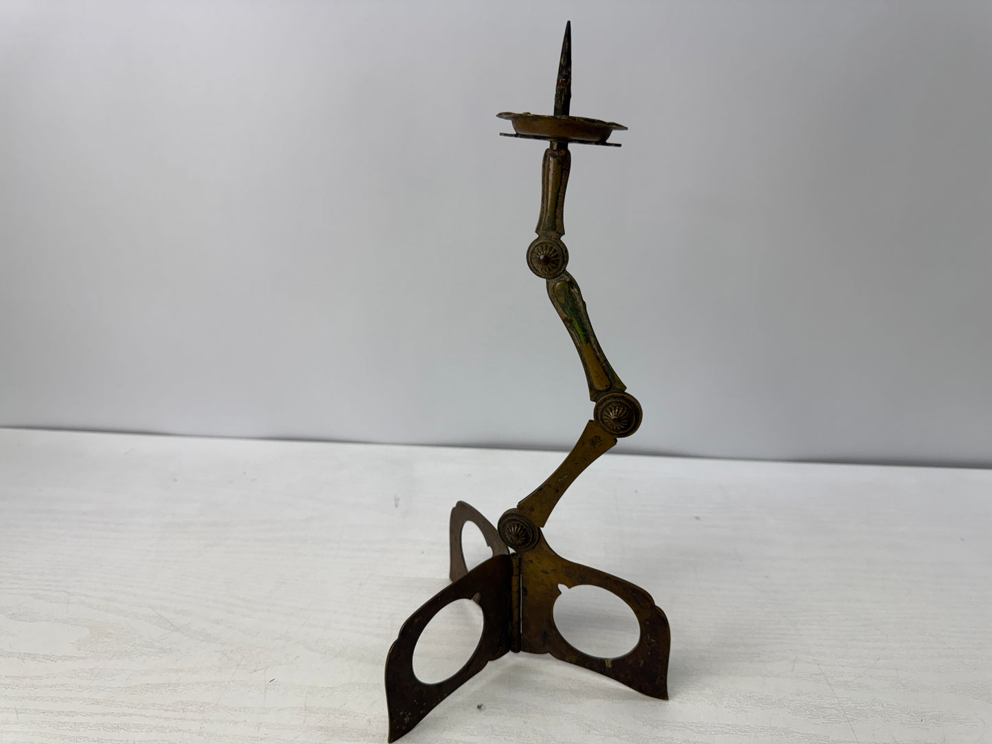 Y10737 Candle Holder Copper folding candlestick Edo period Japan antique decor