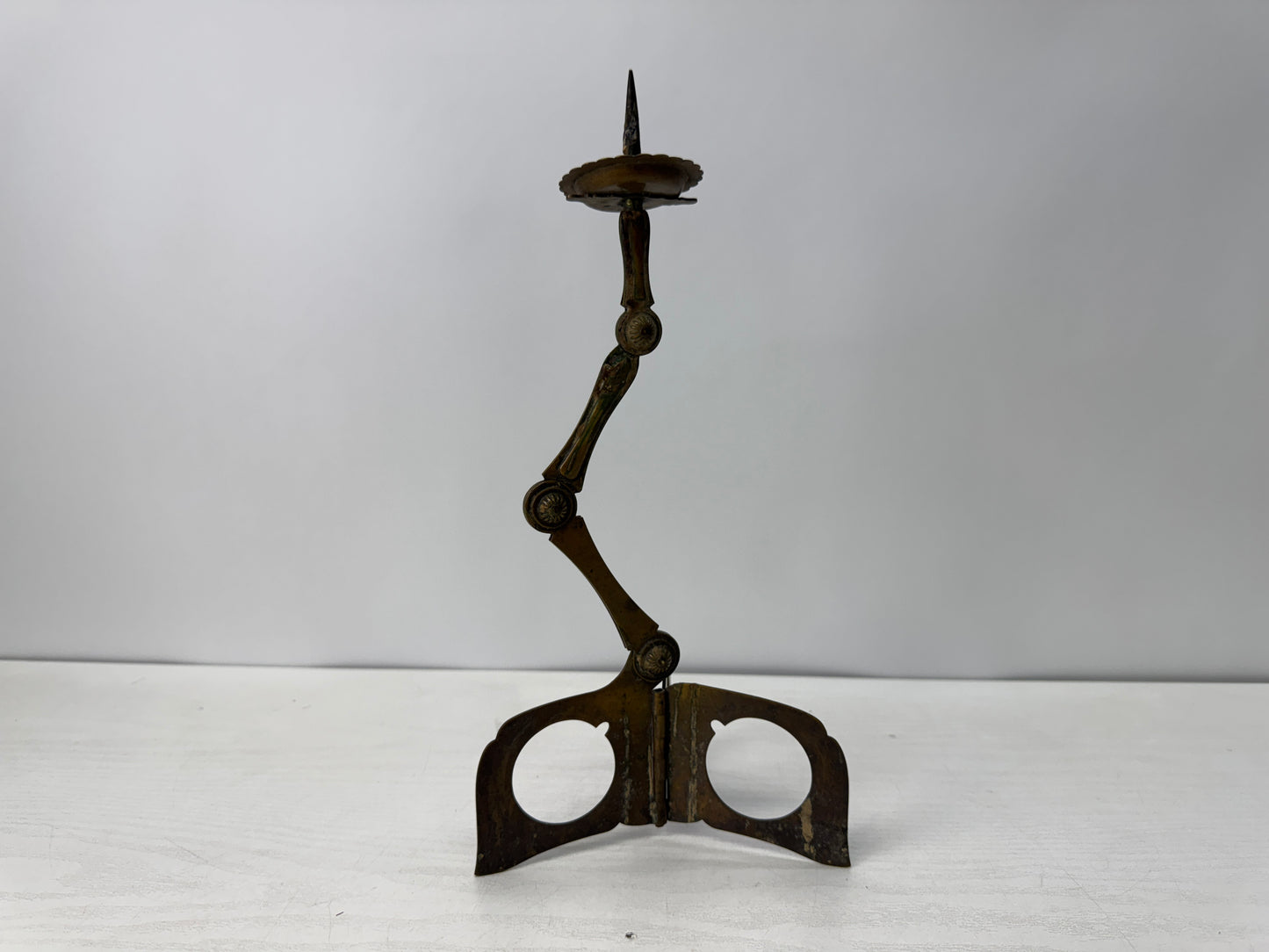 Y10737 Candle Holder Copper folding candlestick Edo period Japan antique decor