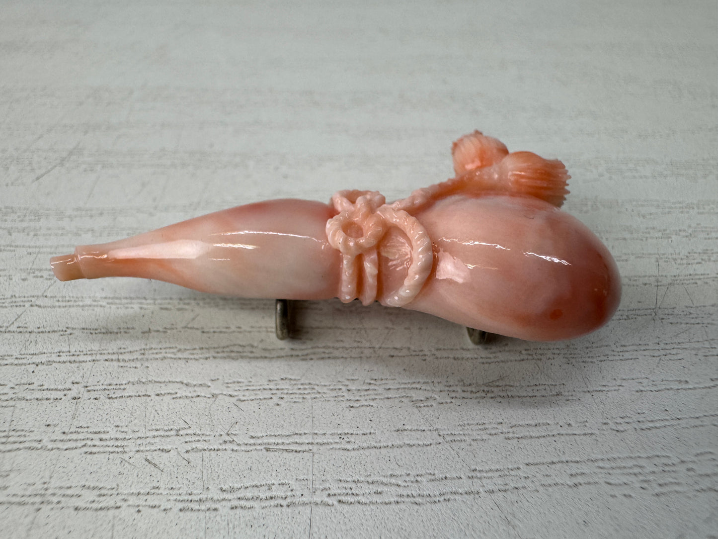 Y10738 OBIDOME Sash clip brooch Gourd carving Japan antique kimono accessory