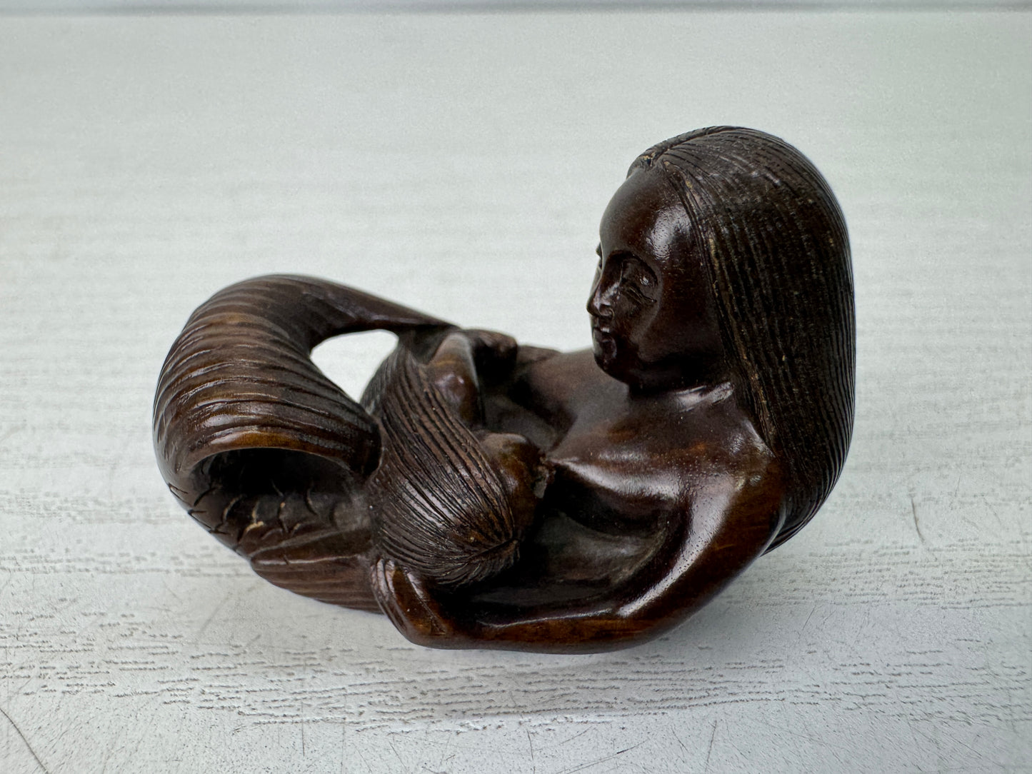 Y10741 NETSUKE Human-faced fish Japan antique kimono accessory sagemono fashion