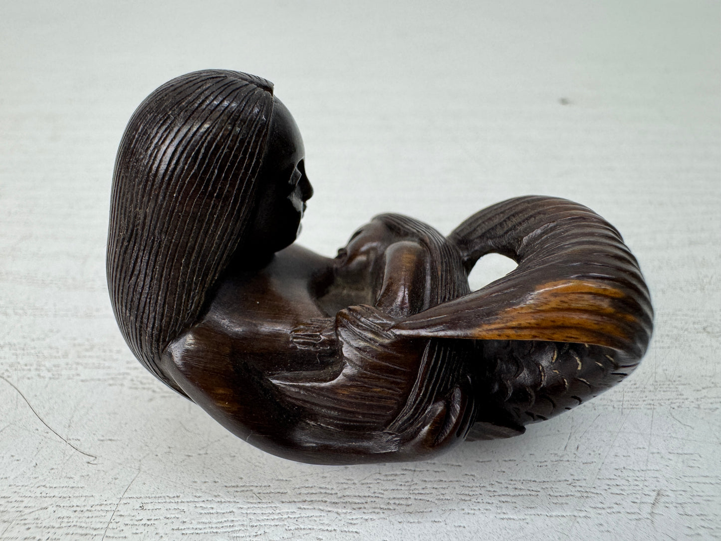 Y10741 NETSUKE Human-faced fish Japan antique kimono accessory sagemono fashion