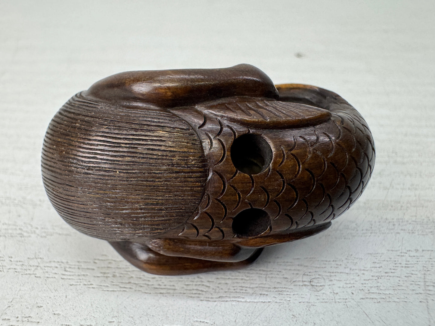 Y10741 NETSUKE Human-faced fish Japan antique kimono accessory sagemono fashion
