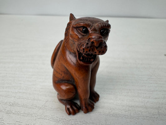 Y10744 NETSUKE Tiger signed Japan antique kimono accessory sagemono fashion