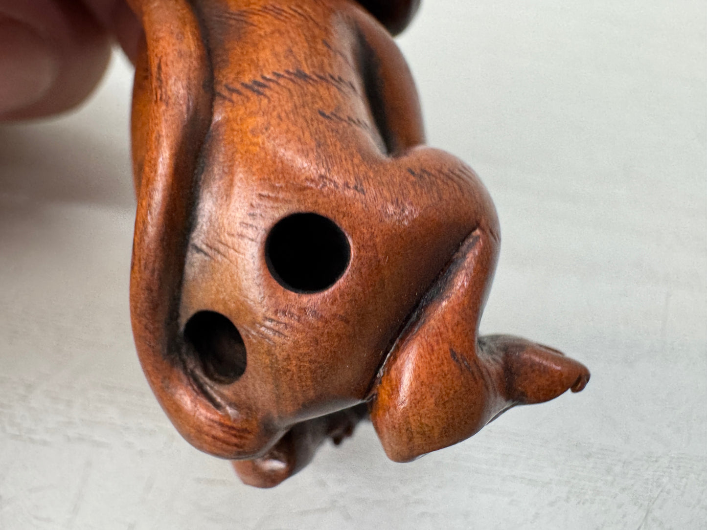 Y10744 NETSUKE Tiger signed Japan antique kimono accessory sagemono fashion