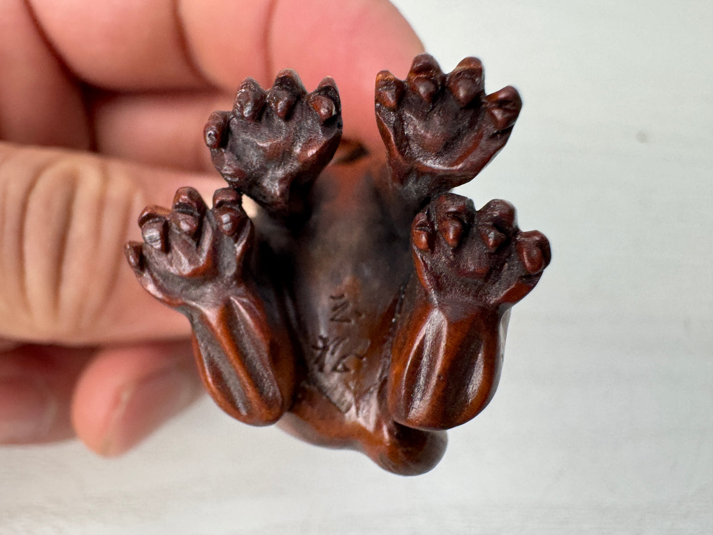 Y10744 NETSUKE Tiger signed Japan antique kimono accessory sagemono fashion