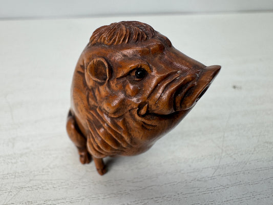 Y10745 NETSUKE Japanese boar Japan antique kimono accessory sagemono fashion