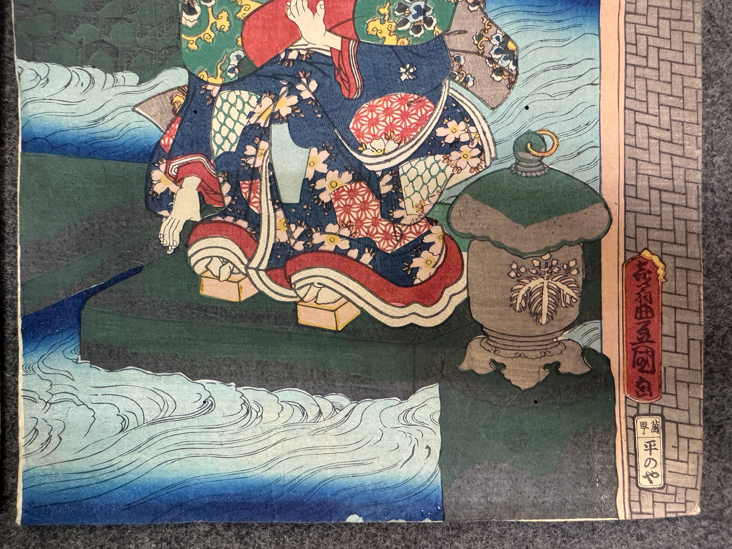 Y10749 WOODBLOCK PRINT Toyokuni triptych Portrait Japan antique Ukiyoe interior