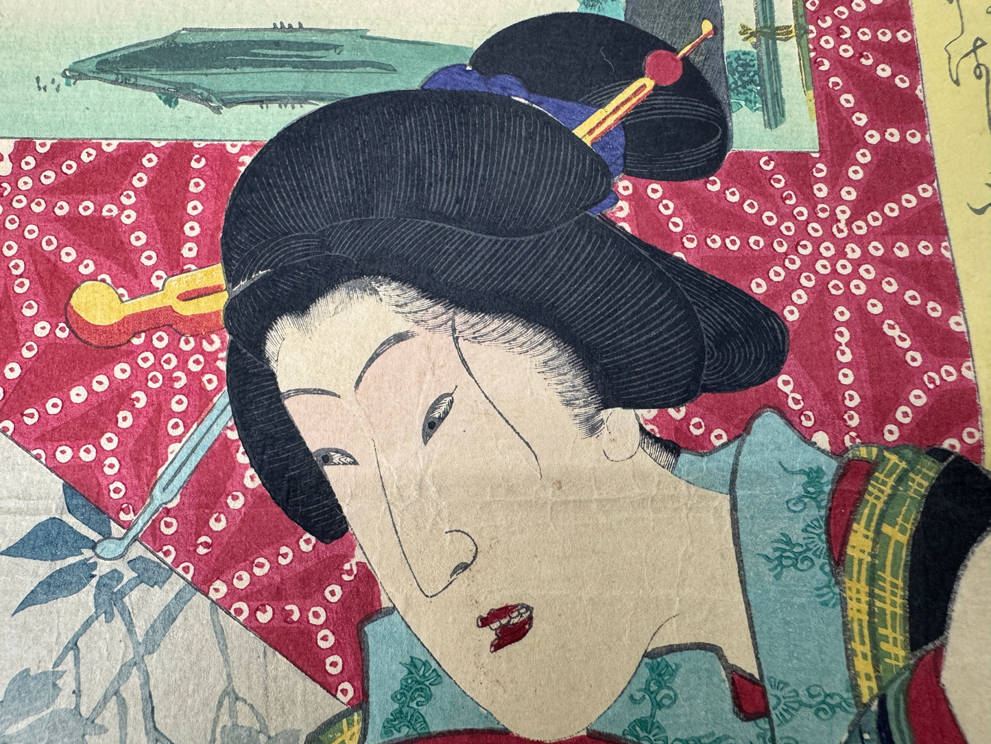 Y10750 WOODBLOCK PRINT Kunichika Beautiful lady 1 piece Japan antique Ukiyoe