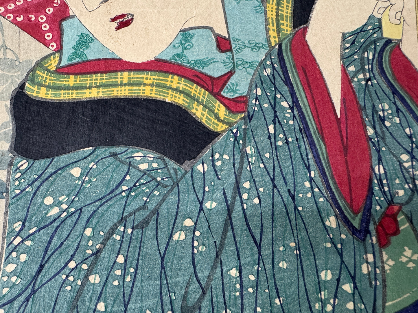 Y10750 WOODBLOCK PRINT Kunichika Beautiful lady 1 piece Japan antique Ukiyoe
