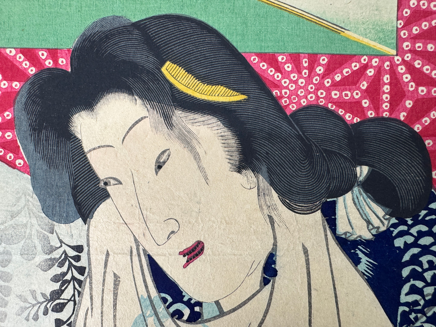 Y10752 WOODBLOCK PRINT Kunichika Beautiful lady 1 piece Japan antique Ukiyoe