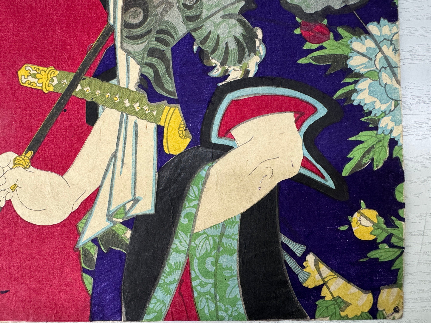 Y10755 WOODBLOCK PRINT Kunichika Actor 1 piece large format Japan antique Ukiyoe