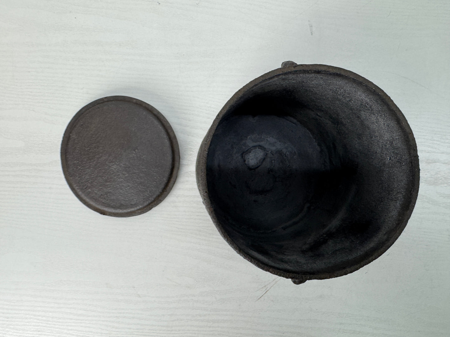 Y10764 CHAGAMA Iron kettle teapot pot signed box Japan antique tea ceremony