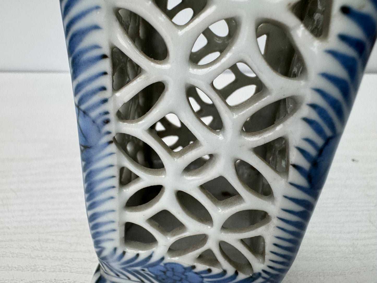 Y10765 VASE Koimari Brush holder case stationery Underglaze blue Japan antique