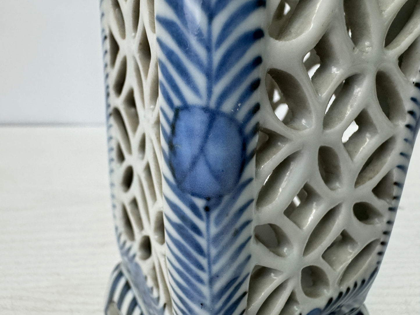 Y10765 VASE Koimari Brush holder case stationery Underglaze blue Japan antique