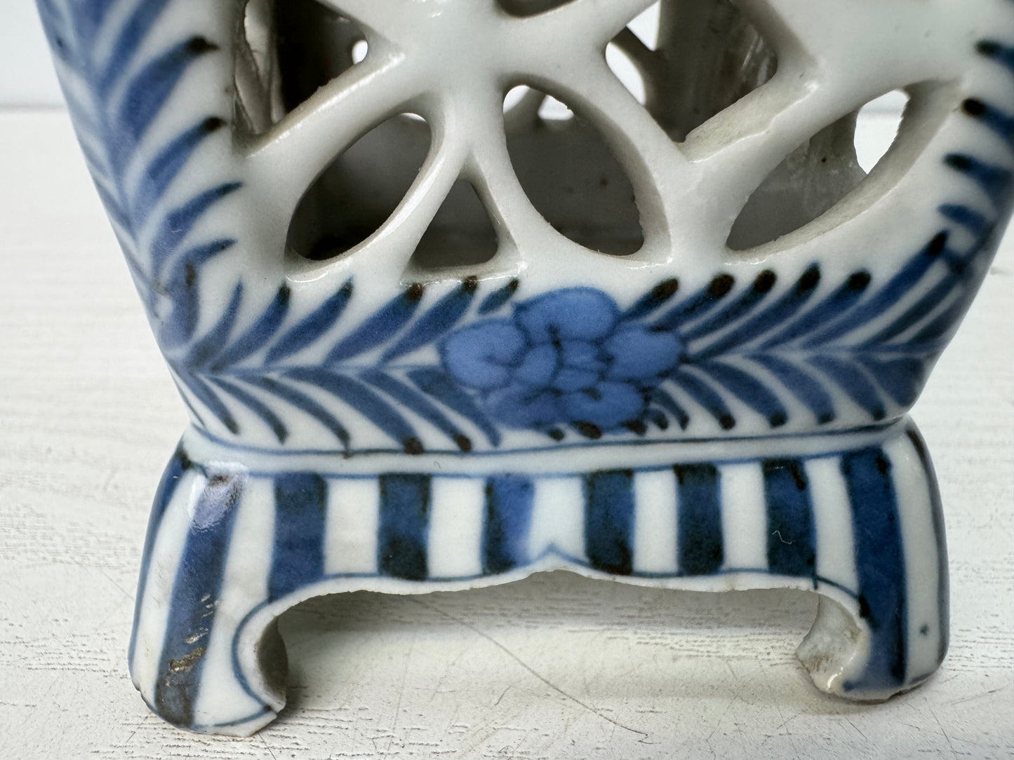 Y10765 VASE Koimari Brush holder case stationery Underglaze blue Japan antique
