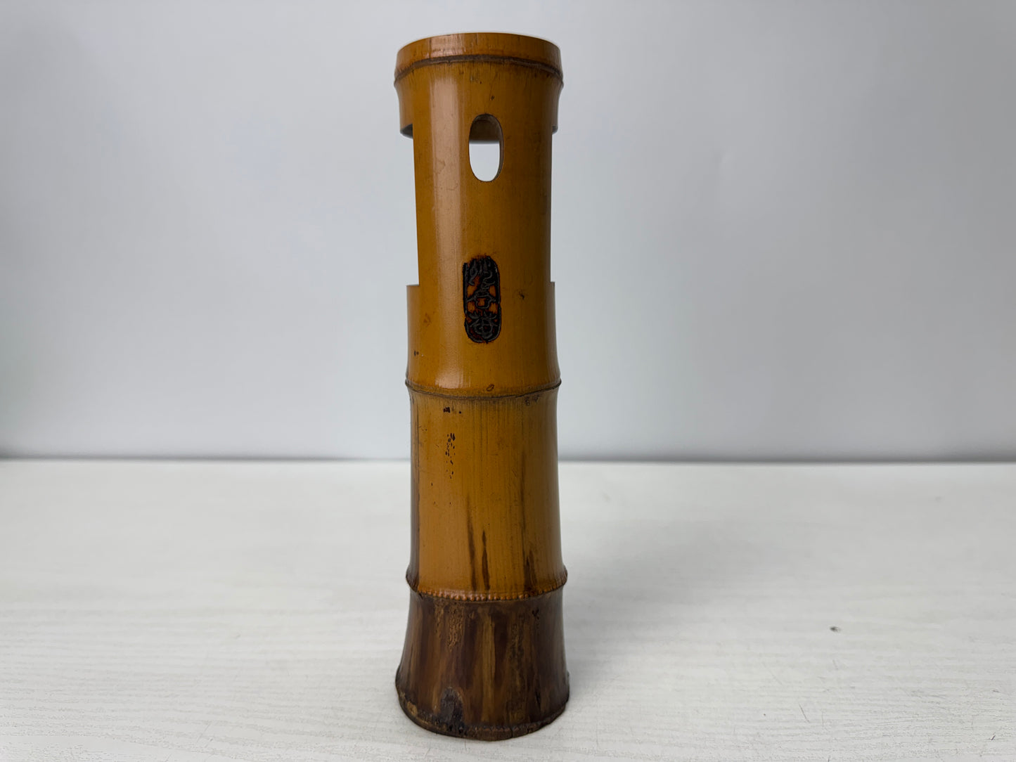 Y10766 FLOWER VASE Bamboo signed box Japan antique ikebana floral arrangement