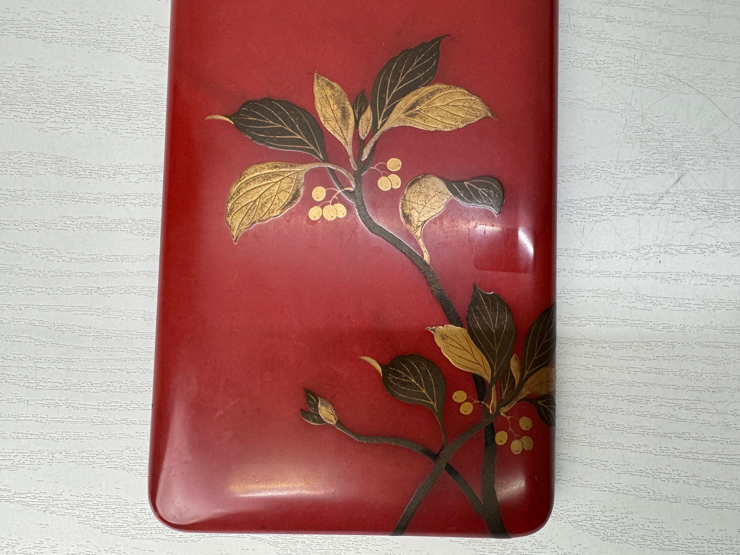 Y10768 BOX Vermilion lacquer Makie Suzuri inkstone case Japan antique stationery