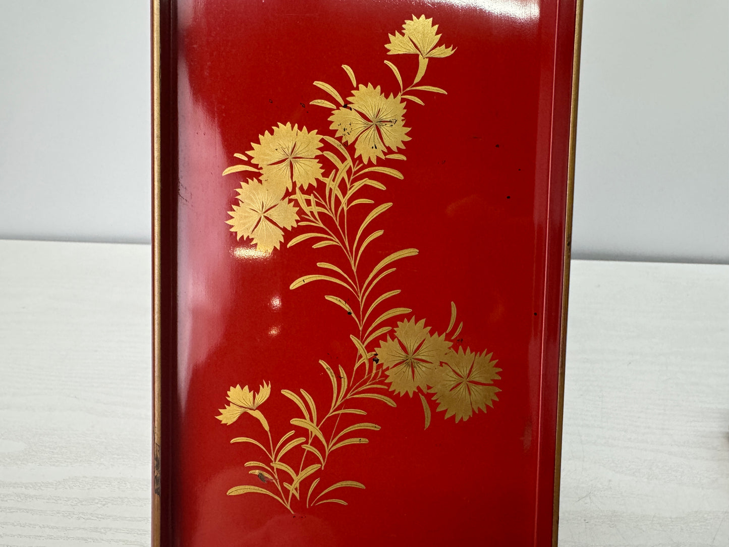 Y10768 BOX Vermilion lacquer Makie Suzuri inkstone case Japan antique stationery