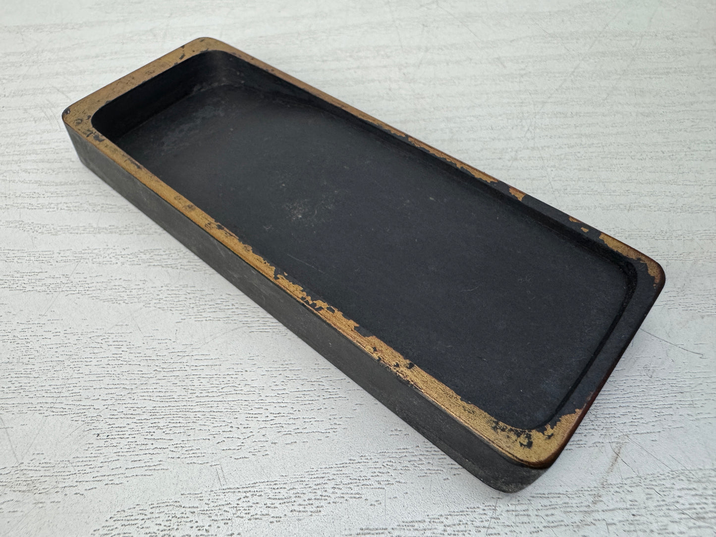 Y10768 BOX Vermilion lacquer Makie Suzuri inkstone case Japan antique stationery