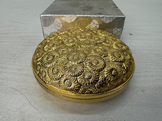 Y10773 BOX Gold-plated metal ink stamp pad container Japan antique stationery