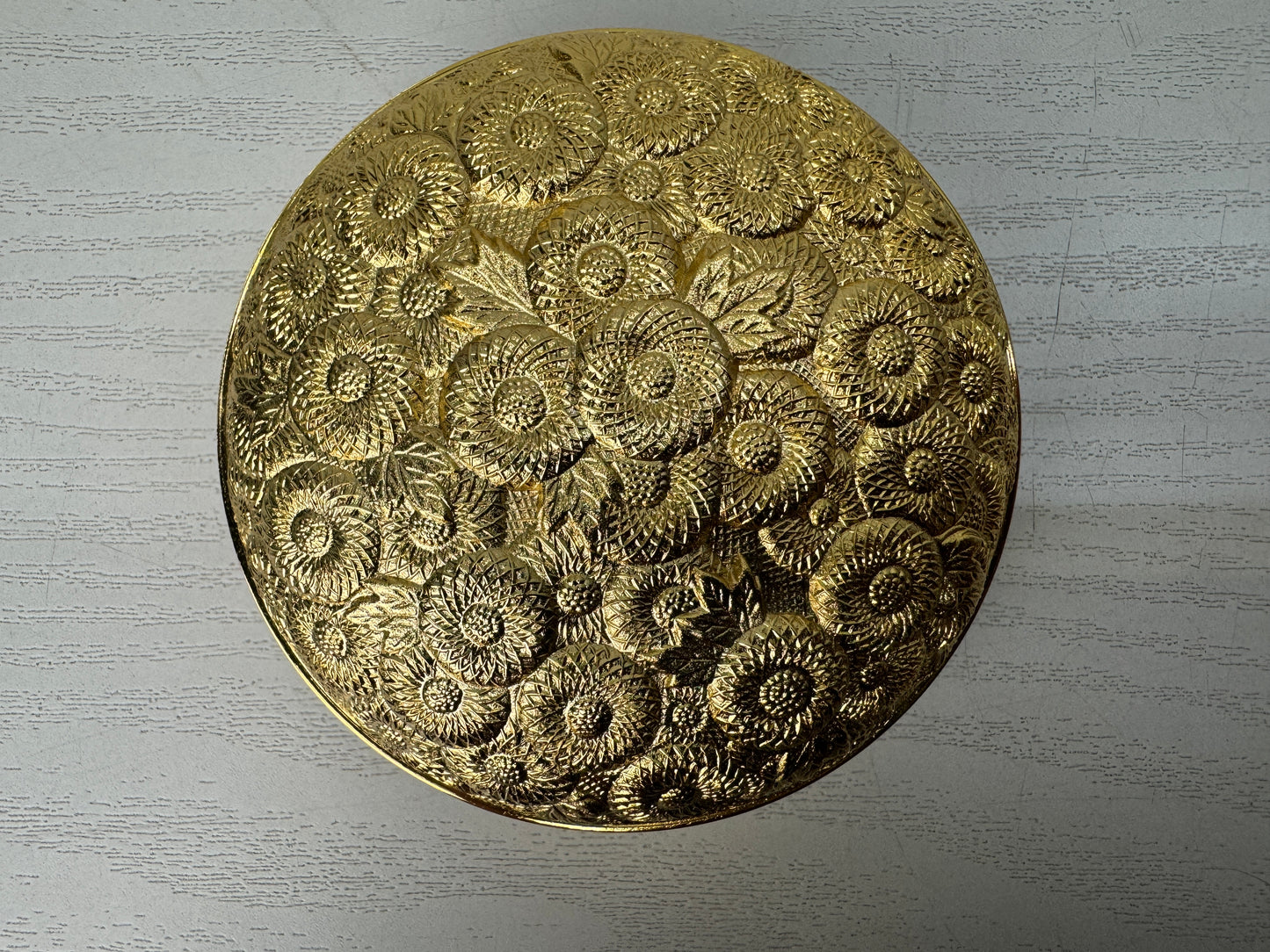 Y10773 BOX Gold-plated metal ink stamp pad container Japan antique stationery