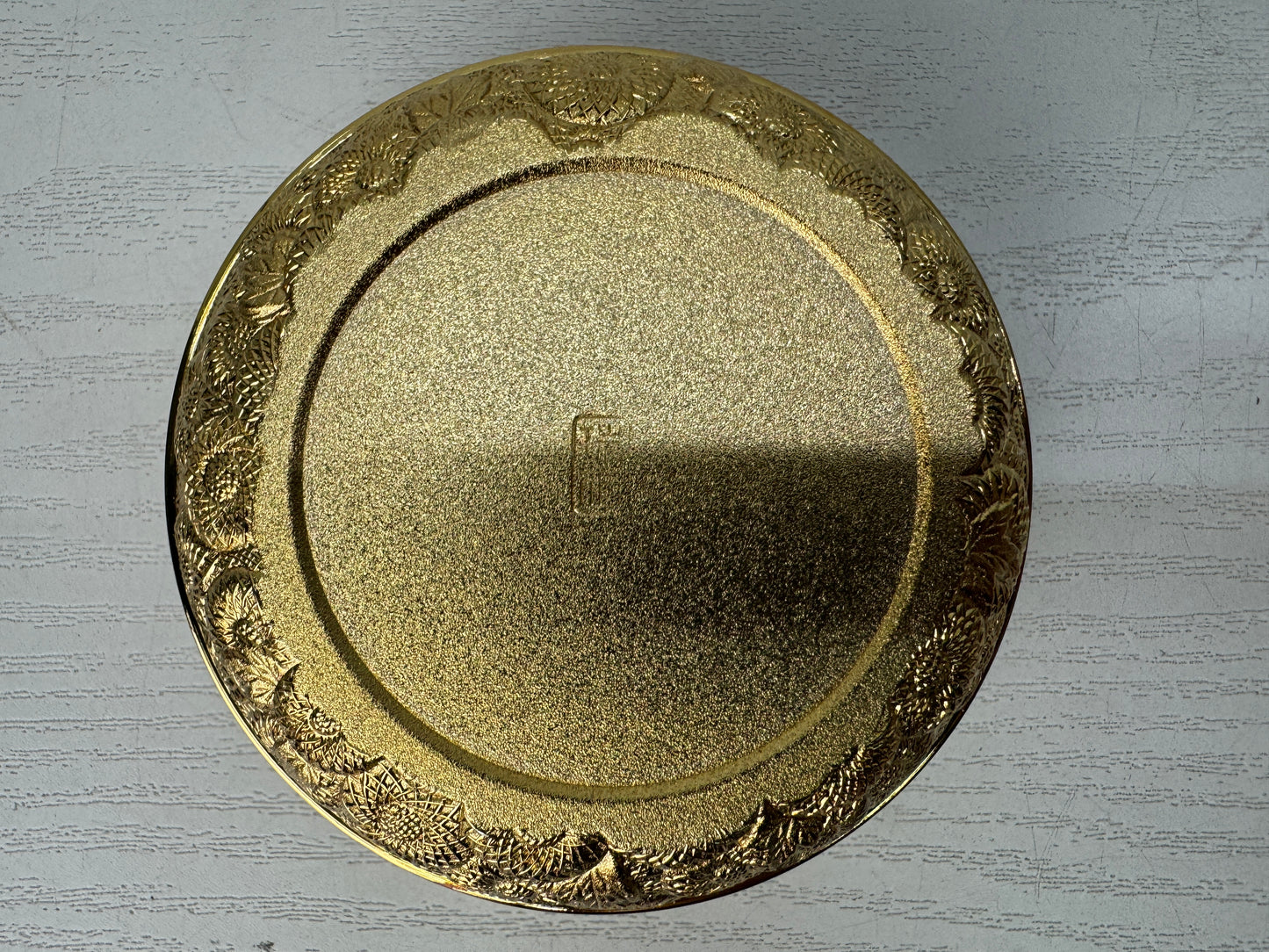 Y10773 BOX Gold-plated metal ink stamp pad container Japan antique stationery