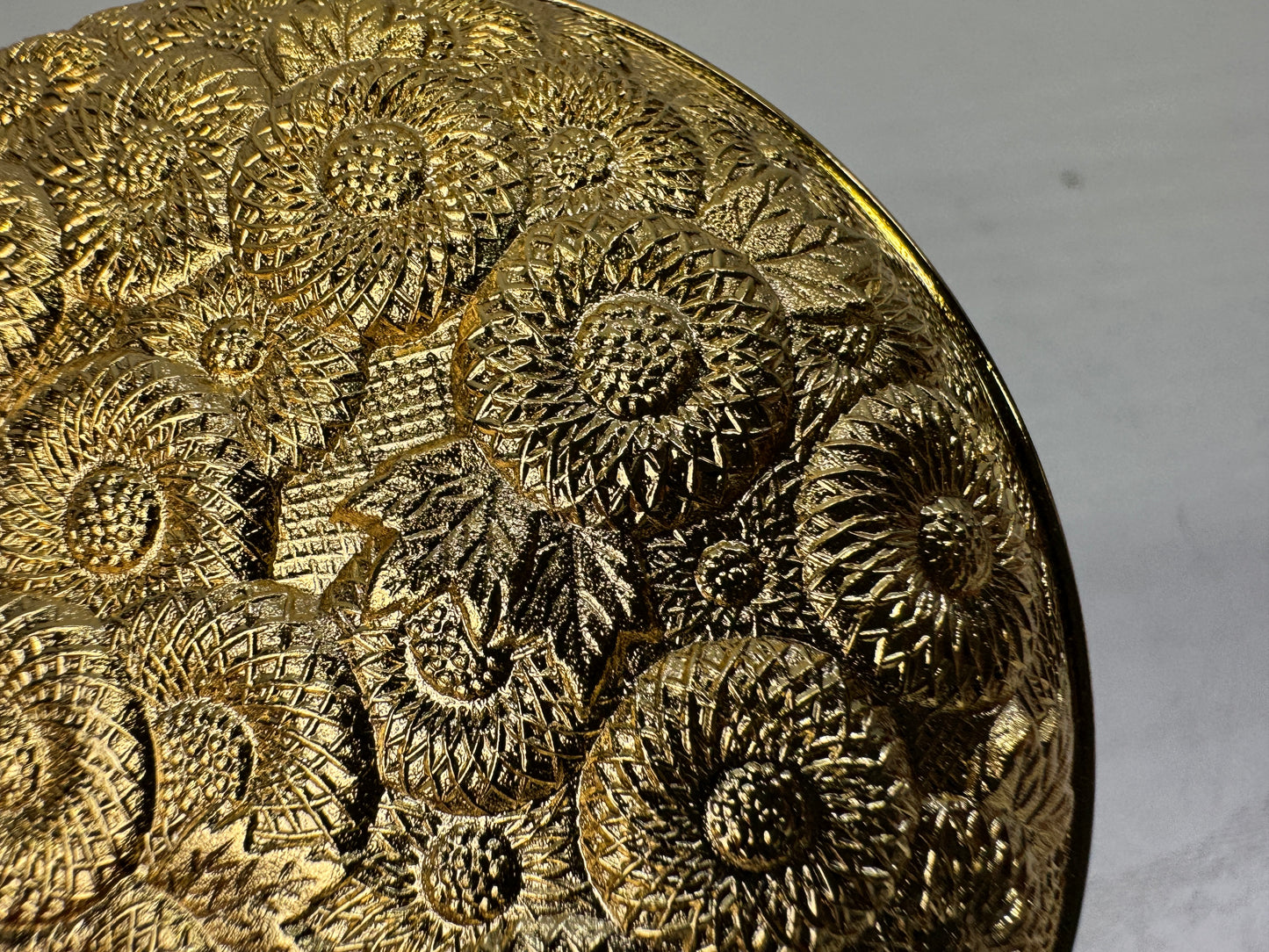 Y10773 BOX Gold-plated metal ink stamp pad container Japan antique stationery