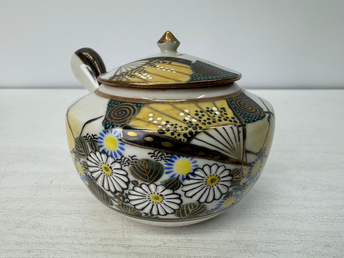 Y10775 Imperial Japan Army Kutani-ware Kyusu teapot cup set Japan WW2 vintage