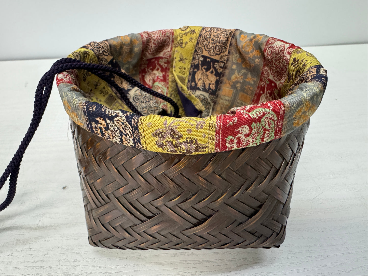 Y10777 Bamboo Woven Basket Tea ceremony utensils portable set Japan antique