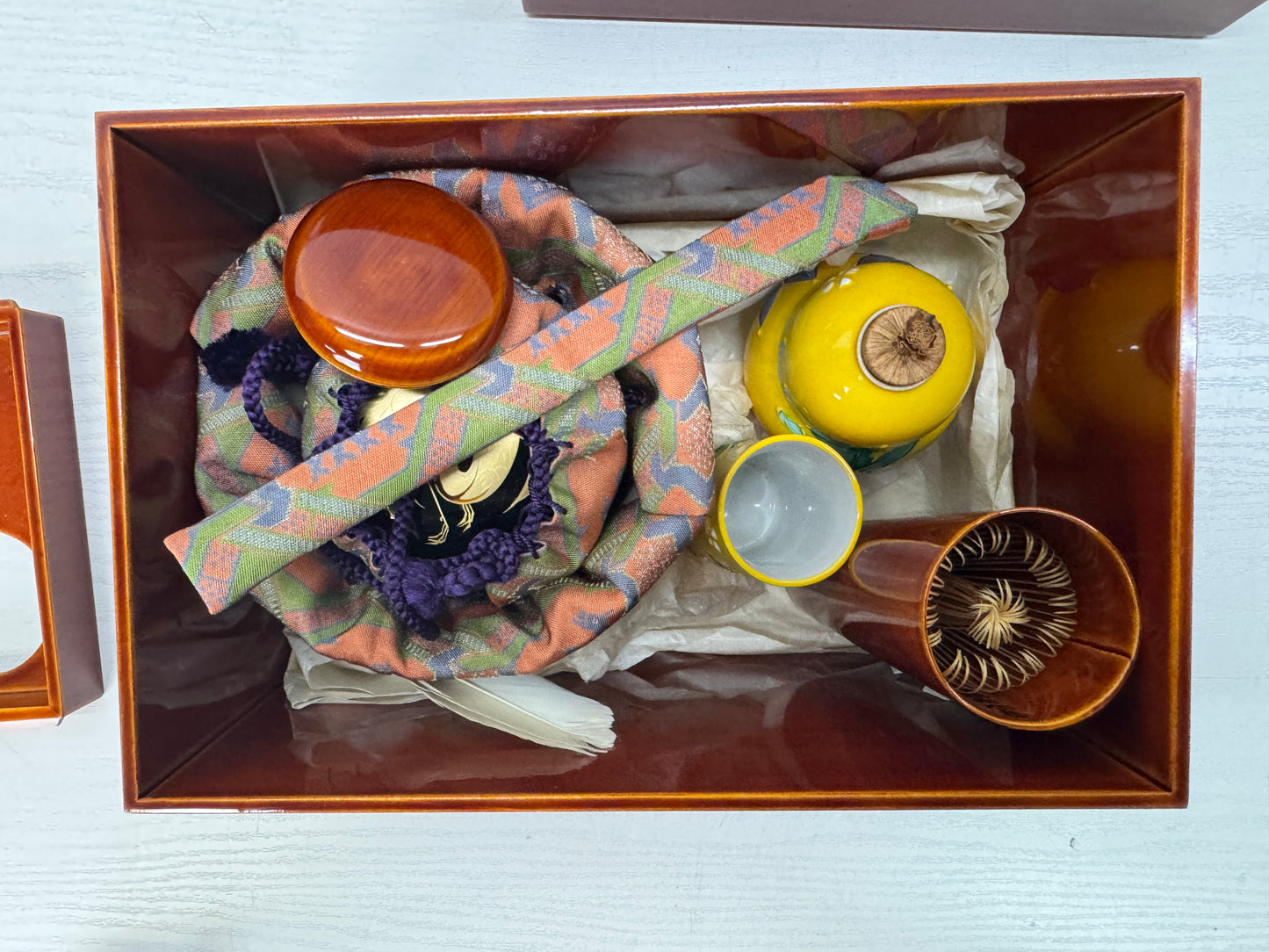 Y10779 CHAWAN Shunkei lacquer box tea ceremony utensils set chasen Japan antique