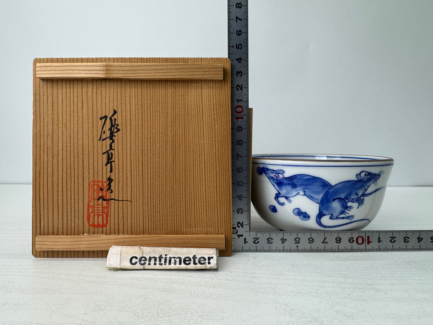 Y10784 CHAWAN Seto-ware bowl signed box Japan antique tea ceremony pottery cup