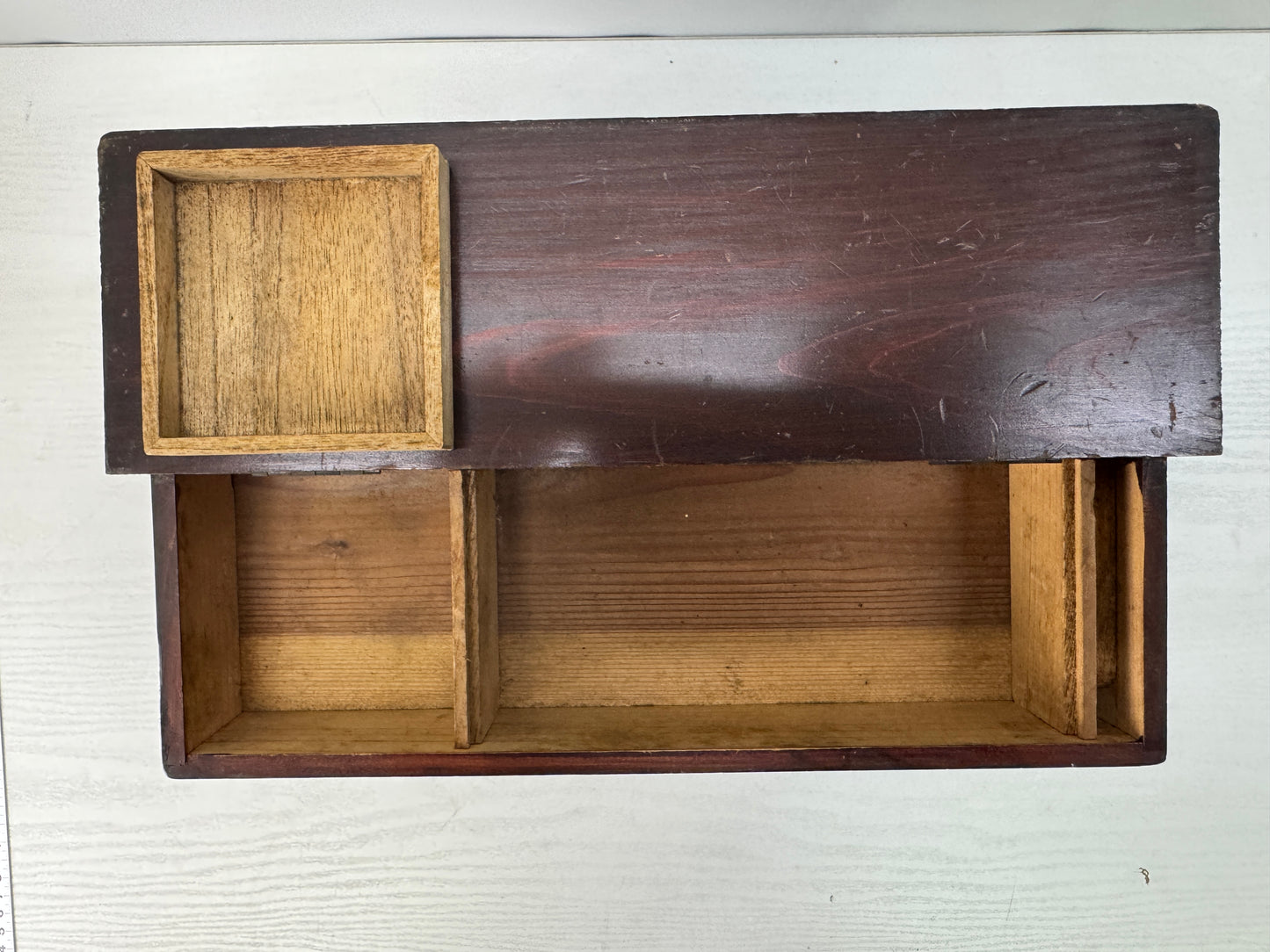 Y10788 TANSU wooden needle Sewing box Crane  Japan antique interior storage
