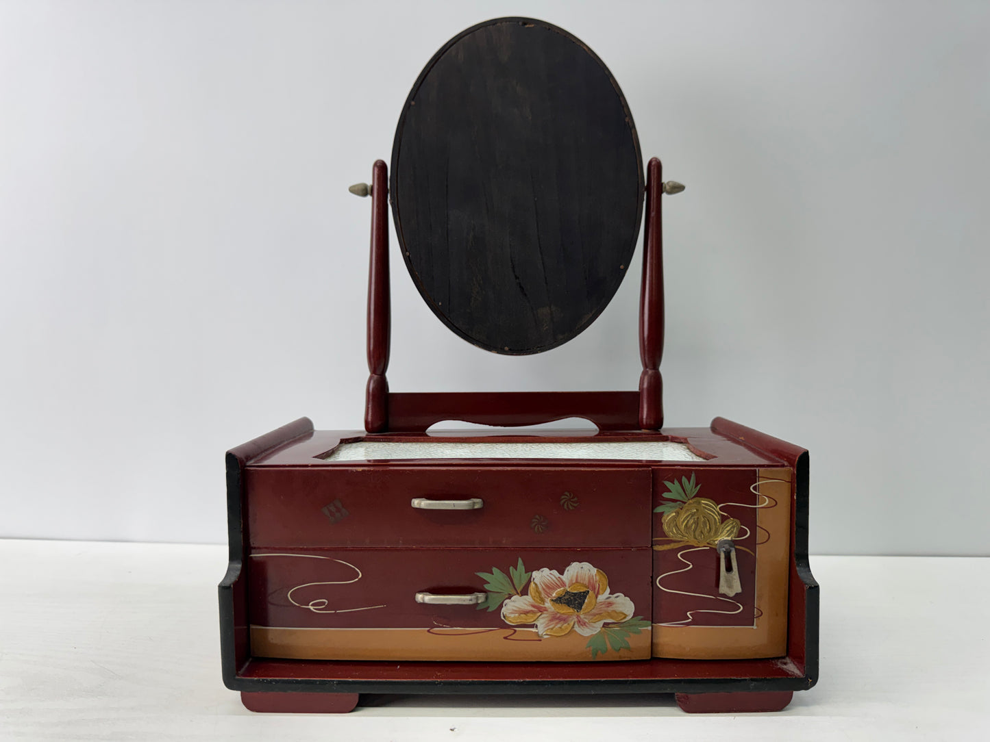 Y10790 TANSU Makie Dressing table small drawers Japan antique interior storage