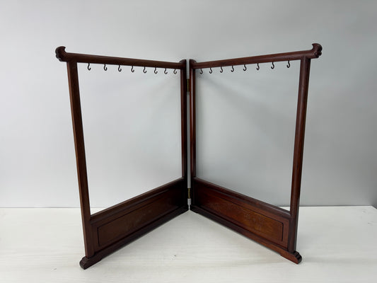 Y10791 RACK Karaki exotic wood foldable Pen holder stationery Japan antique
