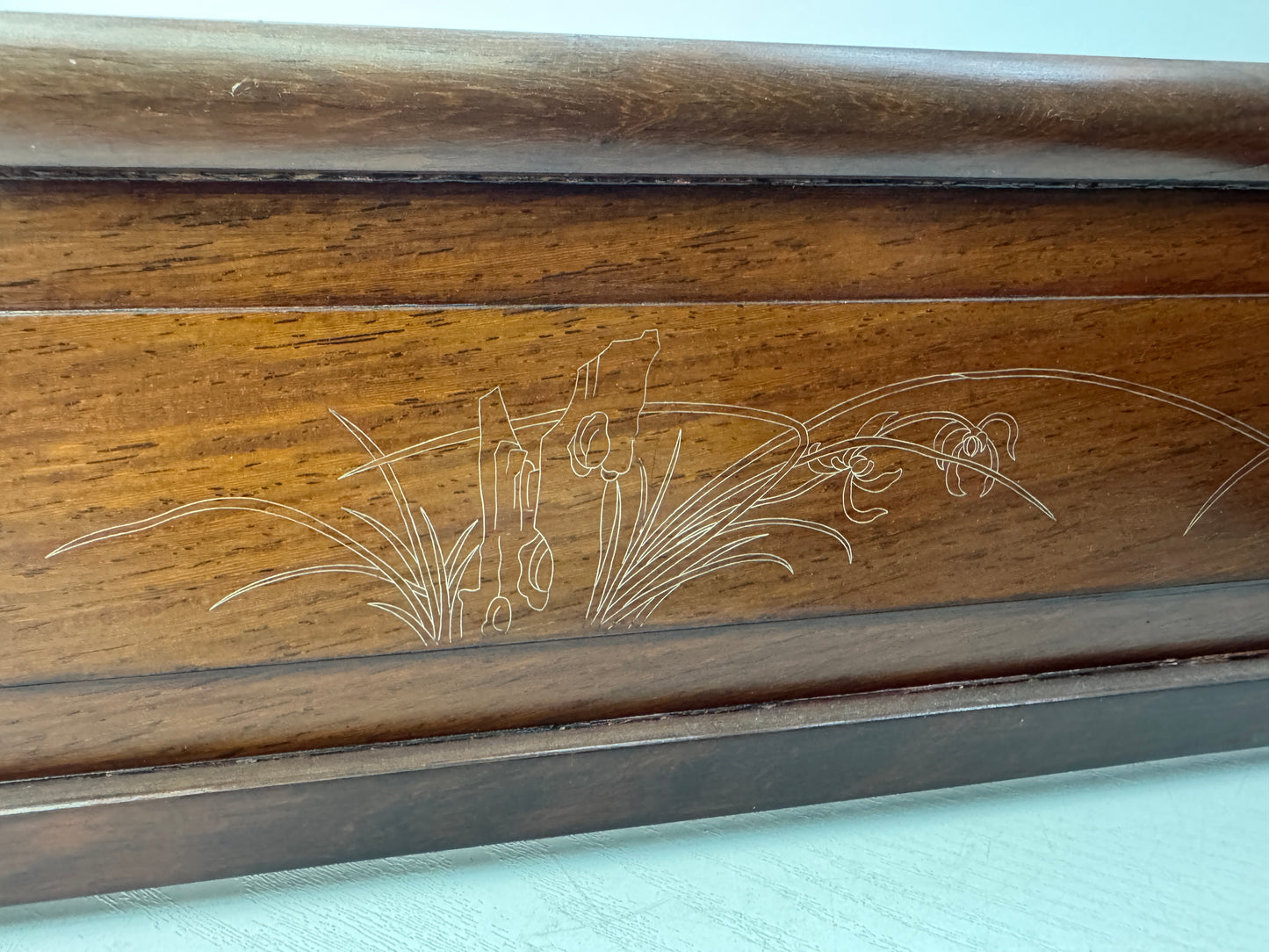 Y10791 RACK Karaki exotic wood foldable Pen holder stationery Japan antique