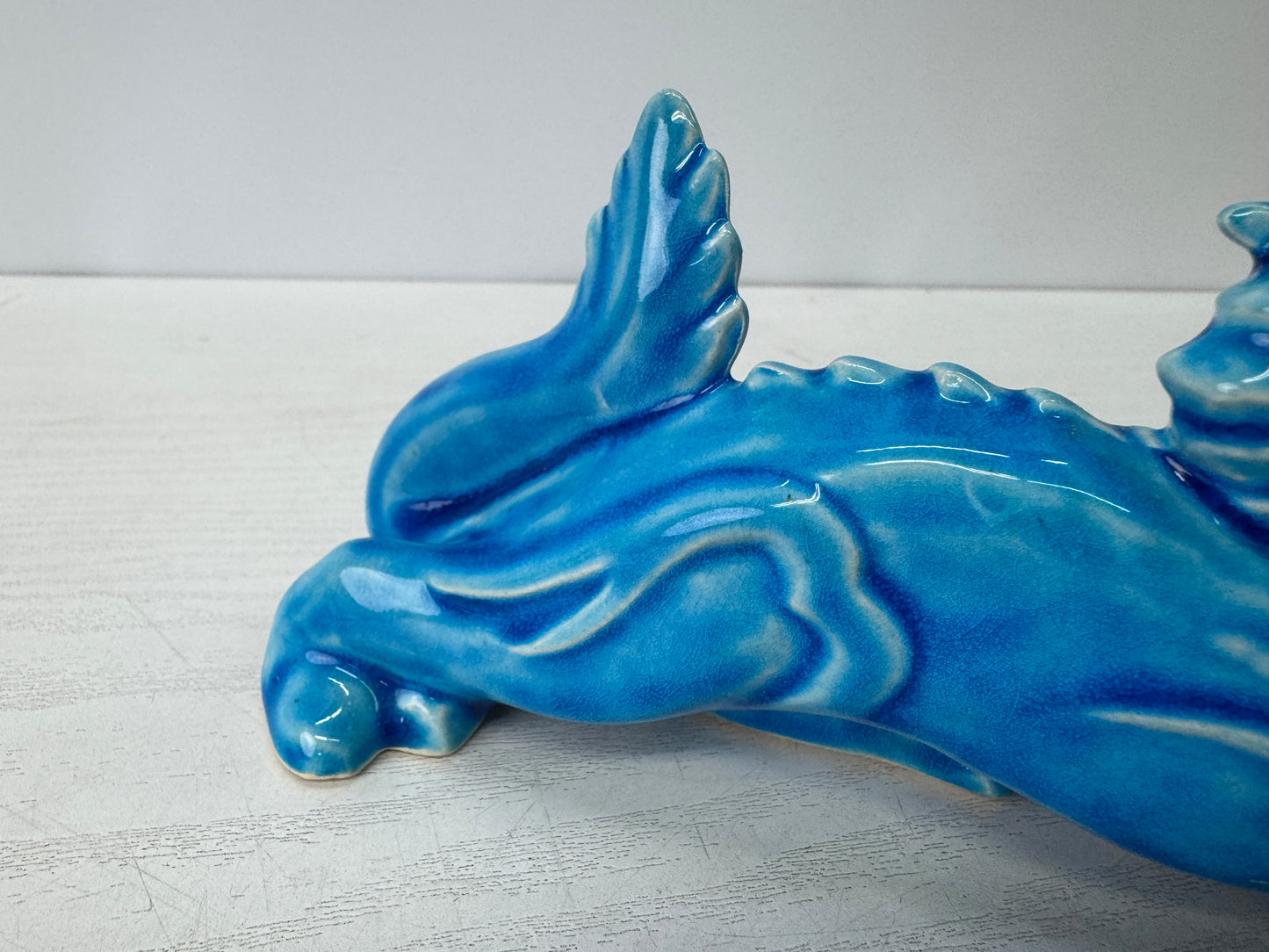 Y10793 OKIMONO Kyo-ware Dragon figurine blue Japan antique ornament interior