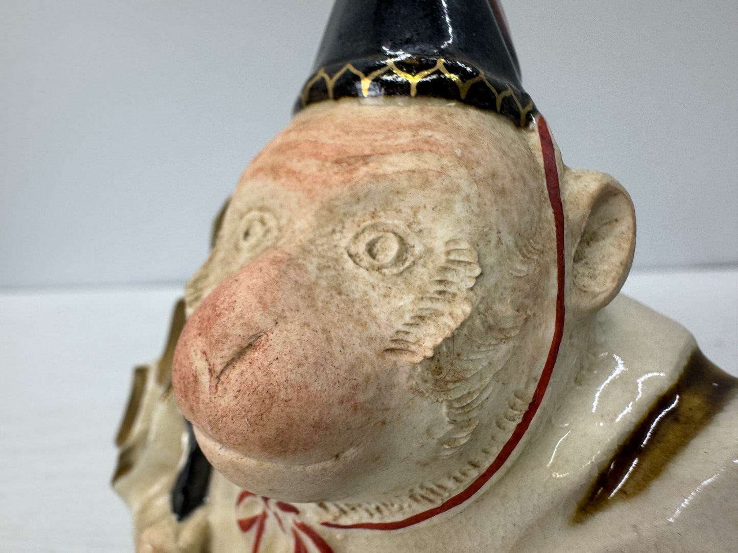 Y10794 OKIMONO Kyo-ware Monkey figure signed box Japan antique ornament interior