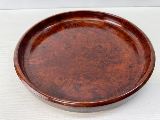 Y10802 TRAY Tamamoku wood Obon Ozen round Japan antique serving platter salver