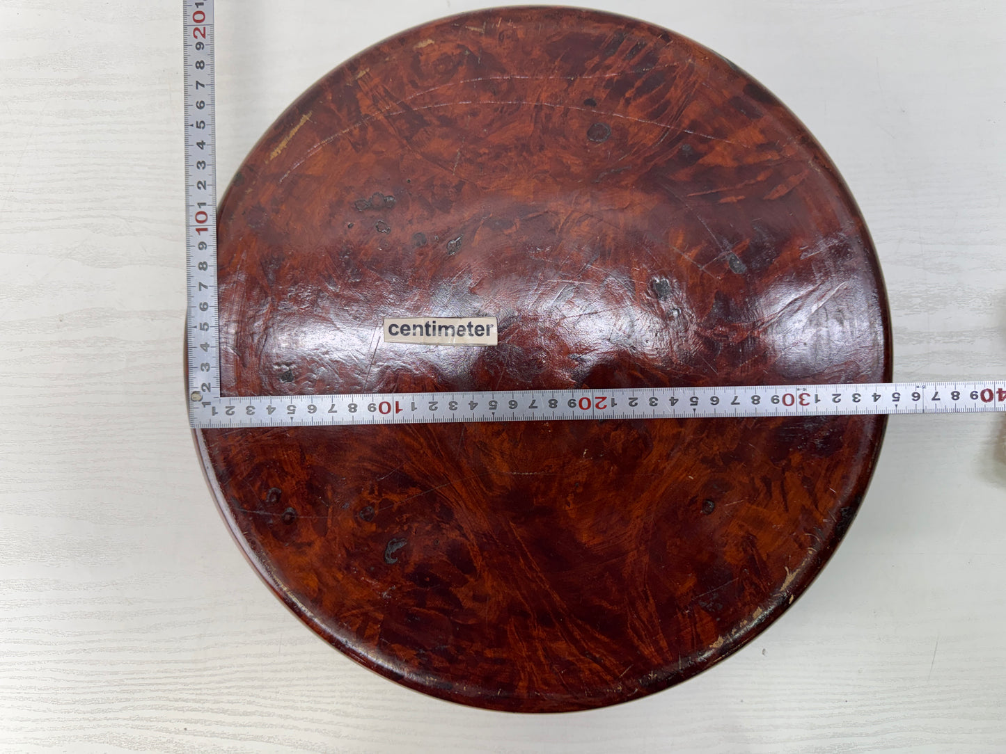 Y10802 TRAY Tamamoku wood Obon Ozen round Japan antique serving platter salver