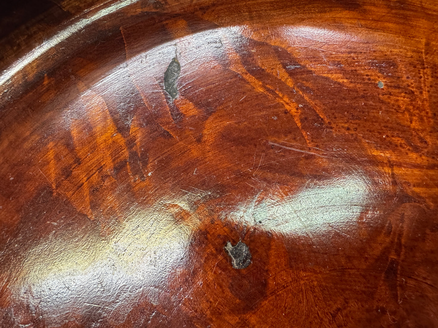 Y10802 TRAY Tamamoku wood Obon Ozen round Japan antique serving platter salver