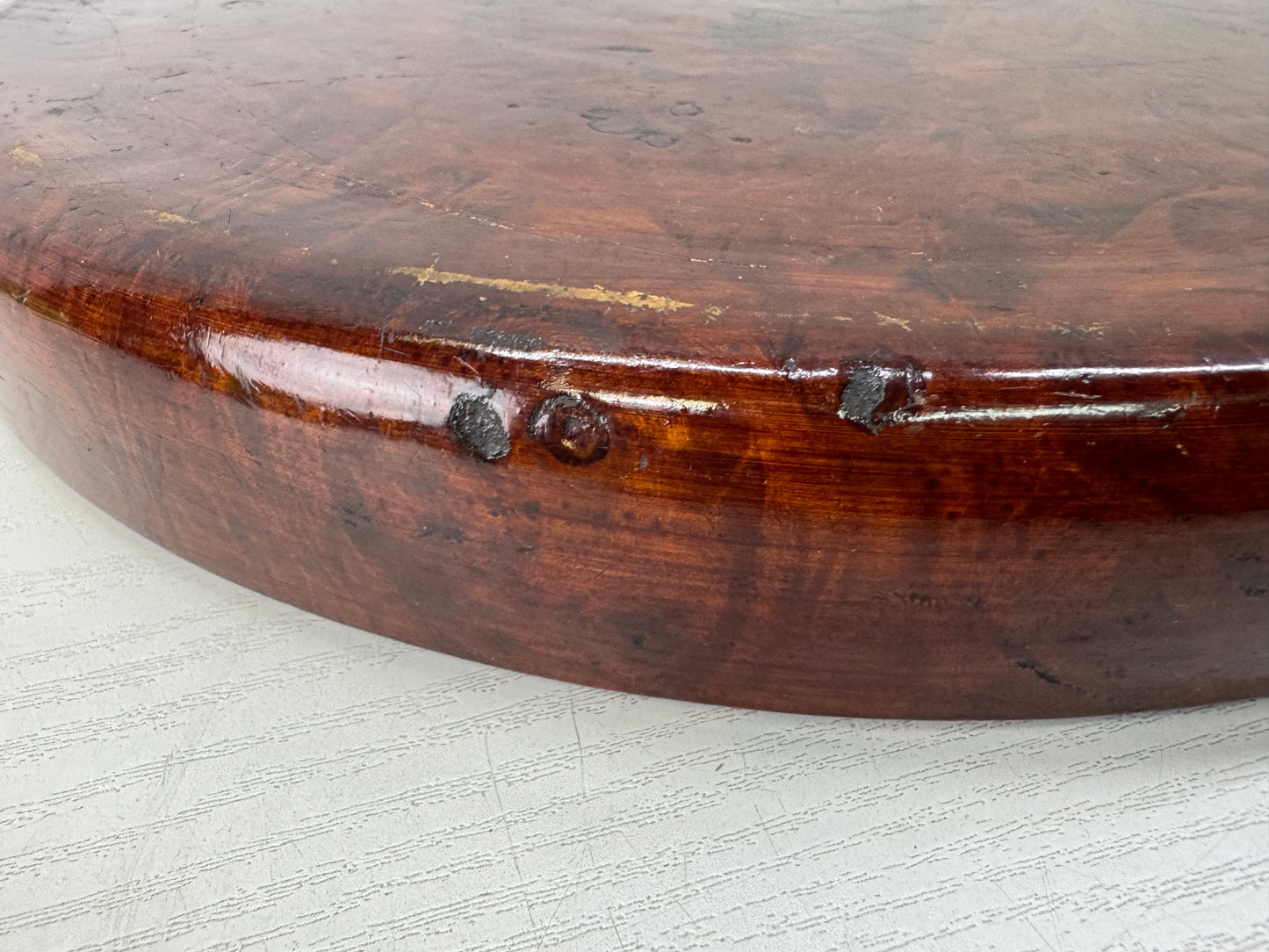 Y10802 TRAY Tamamoku wood Obon Ozen round Japan antique serving platter salver