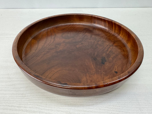 Y10803 TRAY zelkova wood Obon Ozen round Japan antique serving platter salver