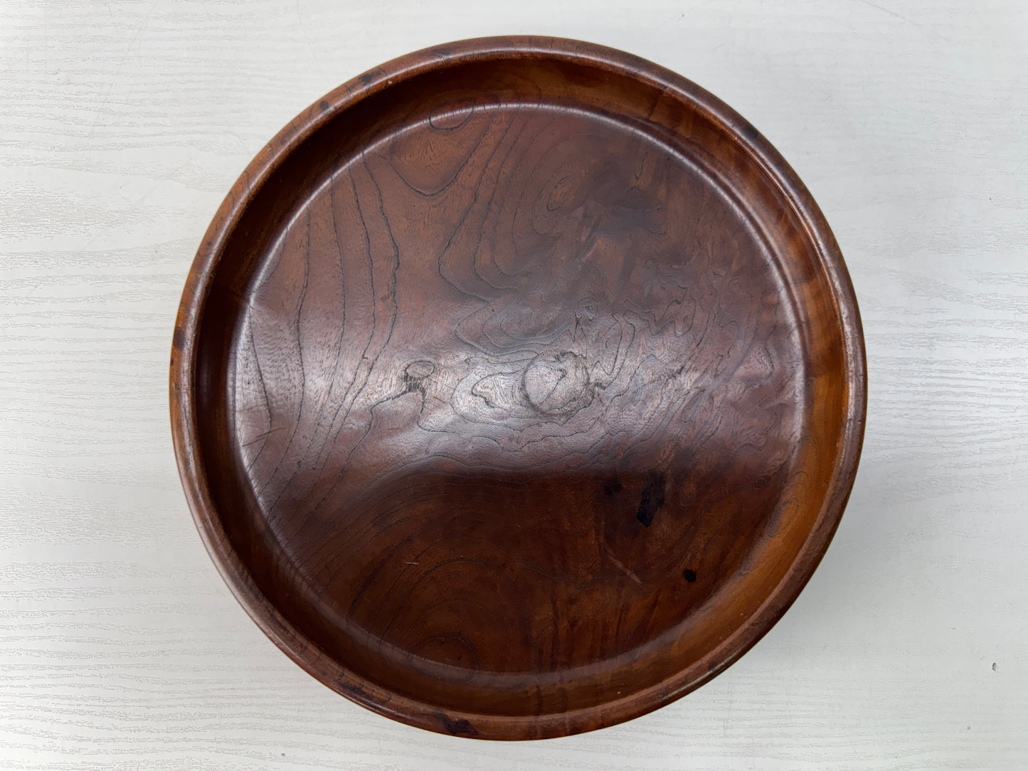 Y10803 TRAY zelkova wood Obon Ozen round Japan antique serving platter salver