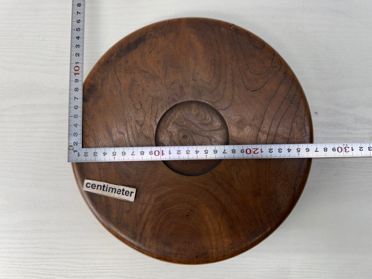 Y10803 TRAY zelkova wood Obon Ozen round Japan antique serving platter salver