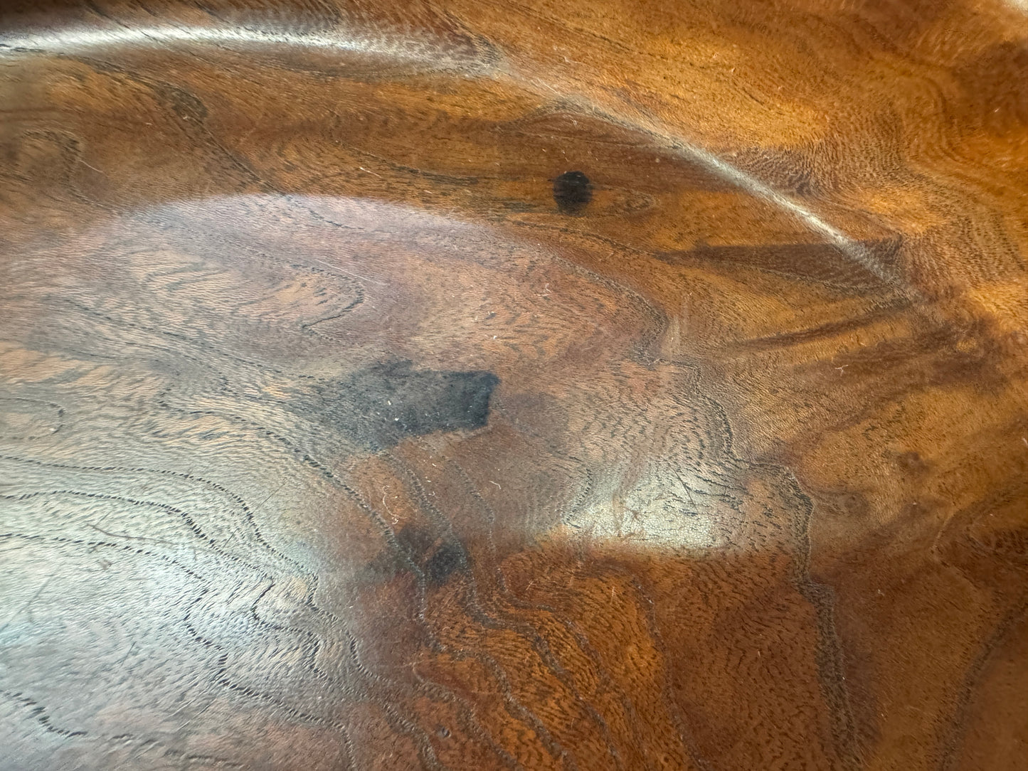Y10803 TRAY zelkova wood Obon Ozen round Japan antique serving platter salver
