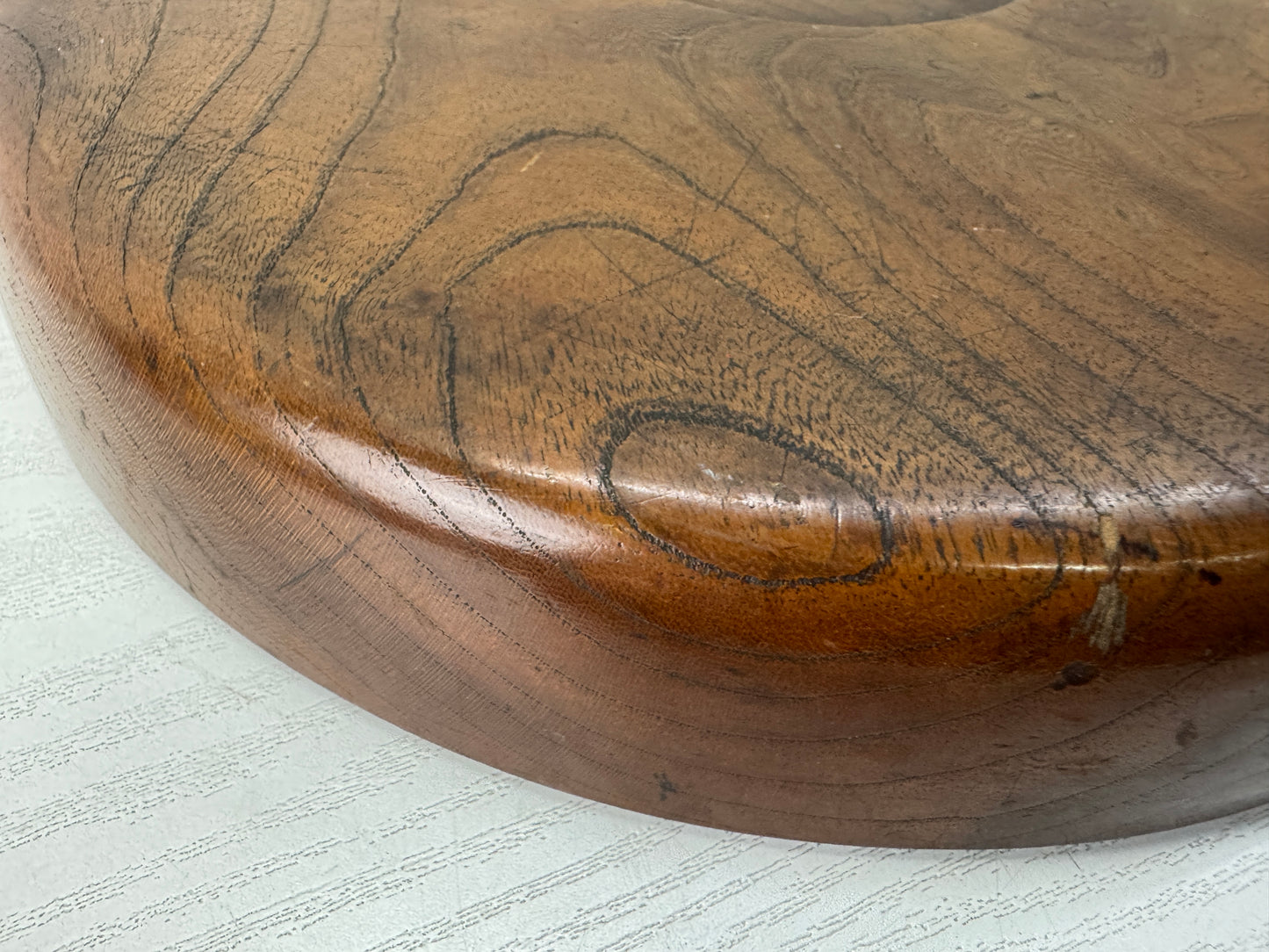 Y10803 TRAY zelkova wood Obon Ozen round Japan antique serving platter salver