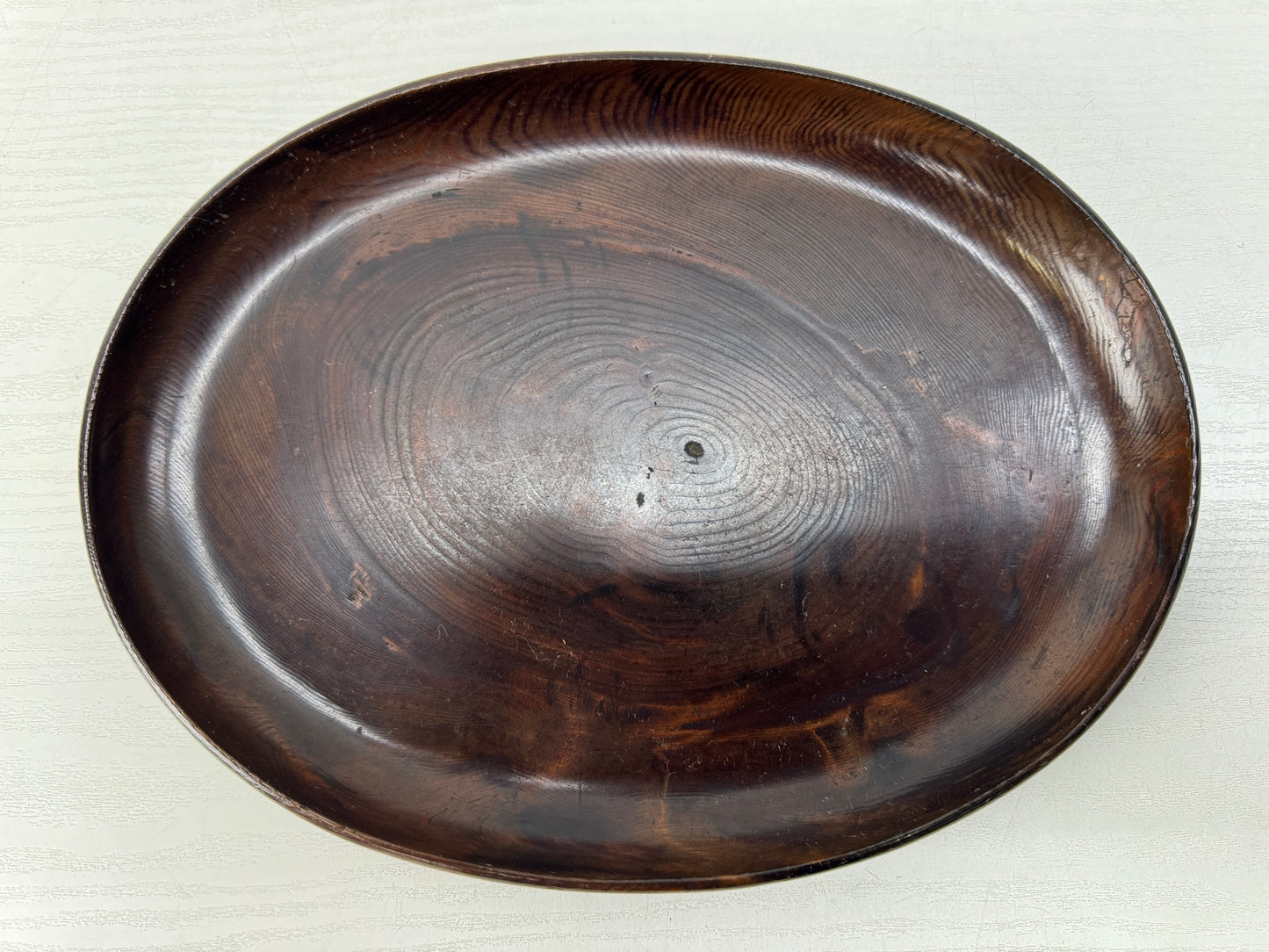 Y10804 TRAY pine wood Obon Ozen Japan antique kitchen serving platter salver