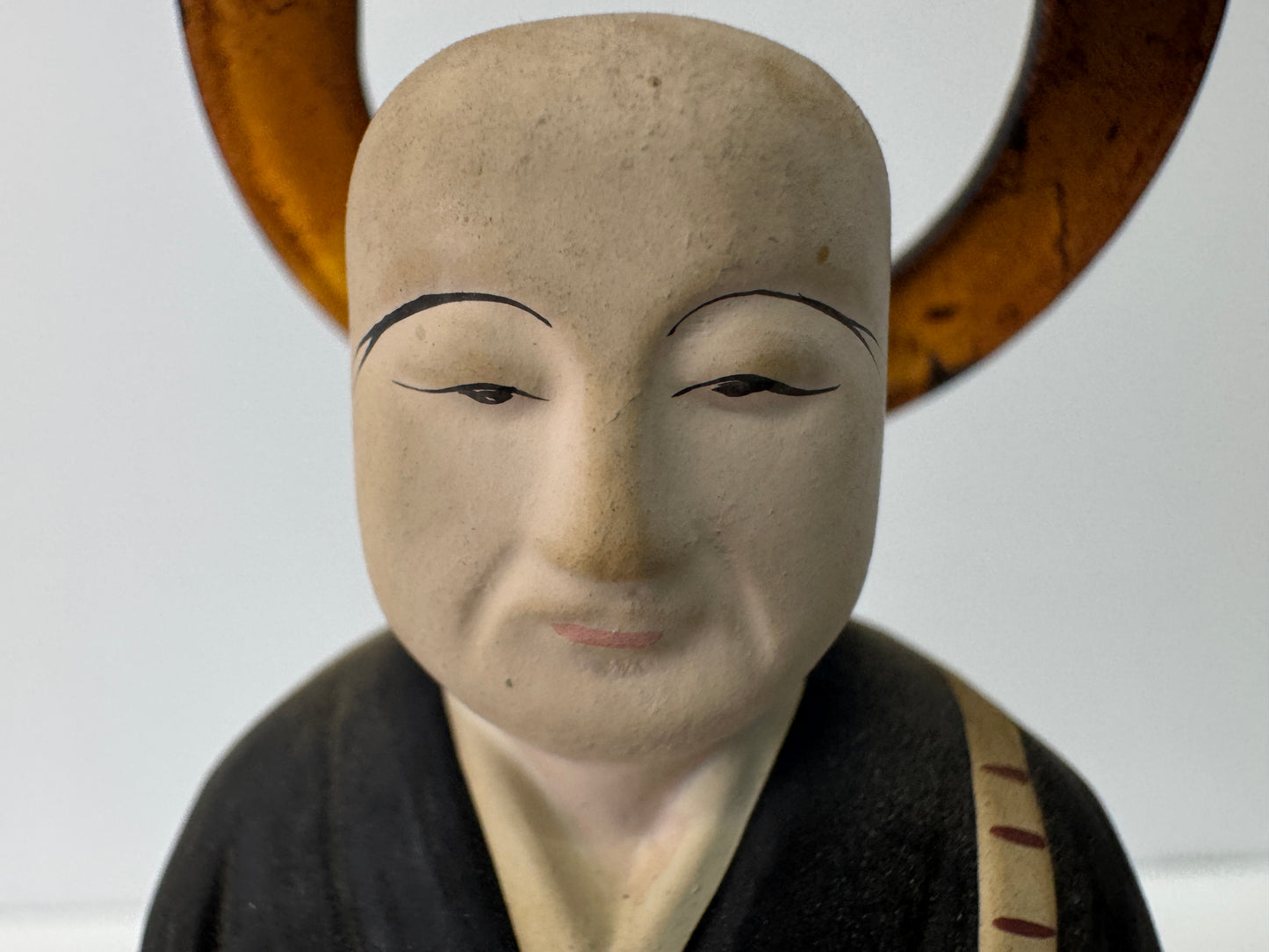 Y10807 STATUE wood carving Buddhist Monk painted figure figurine Japan antique